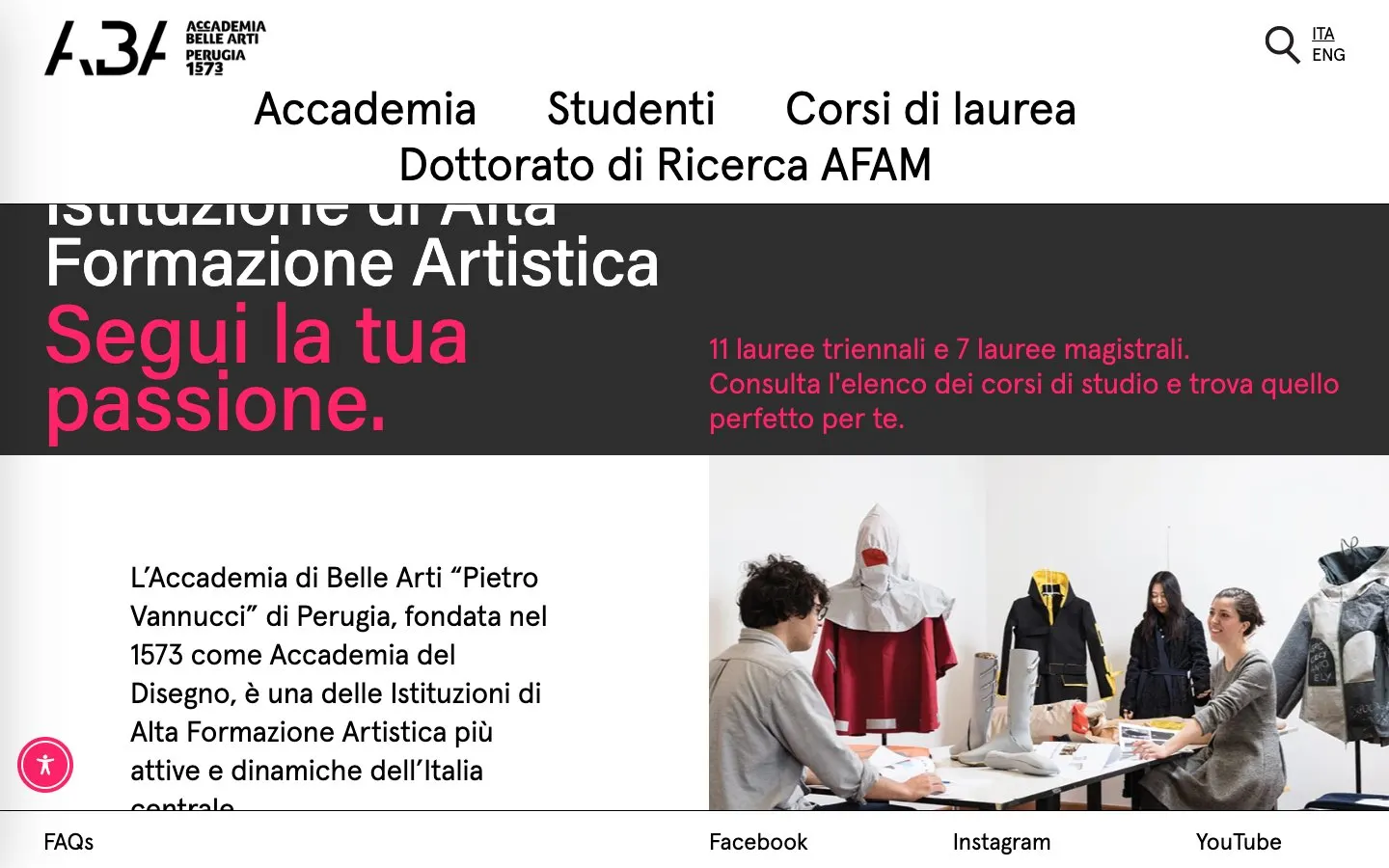 Die Website von Accademia di Belle Arti «Pietro Vannucci» di Perugia
