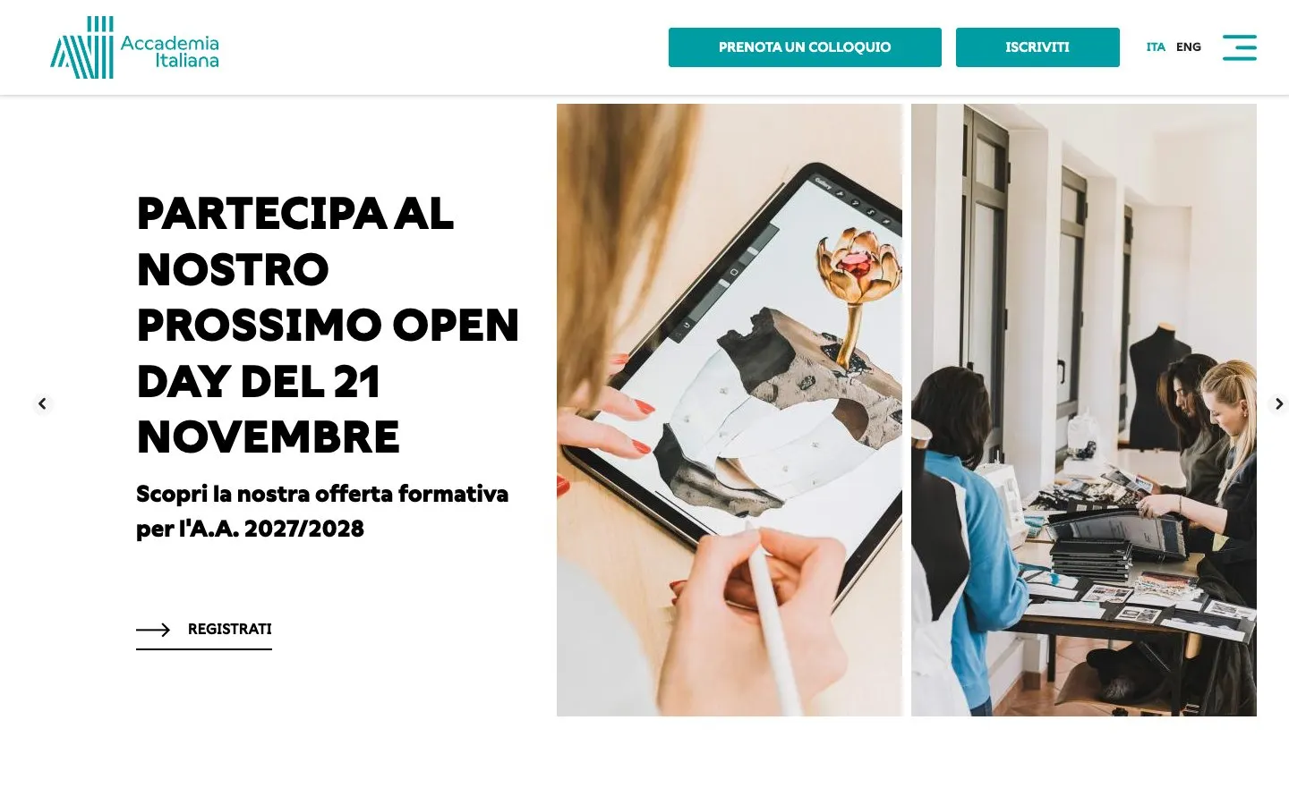 The website of Accademia Italiana