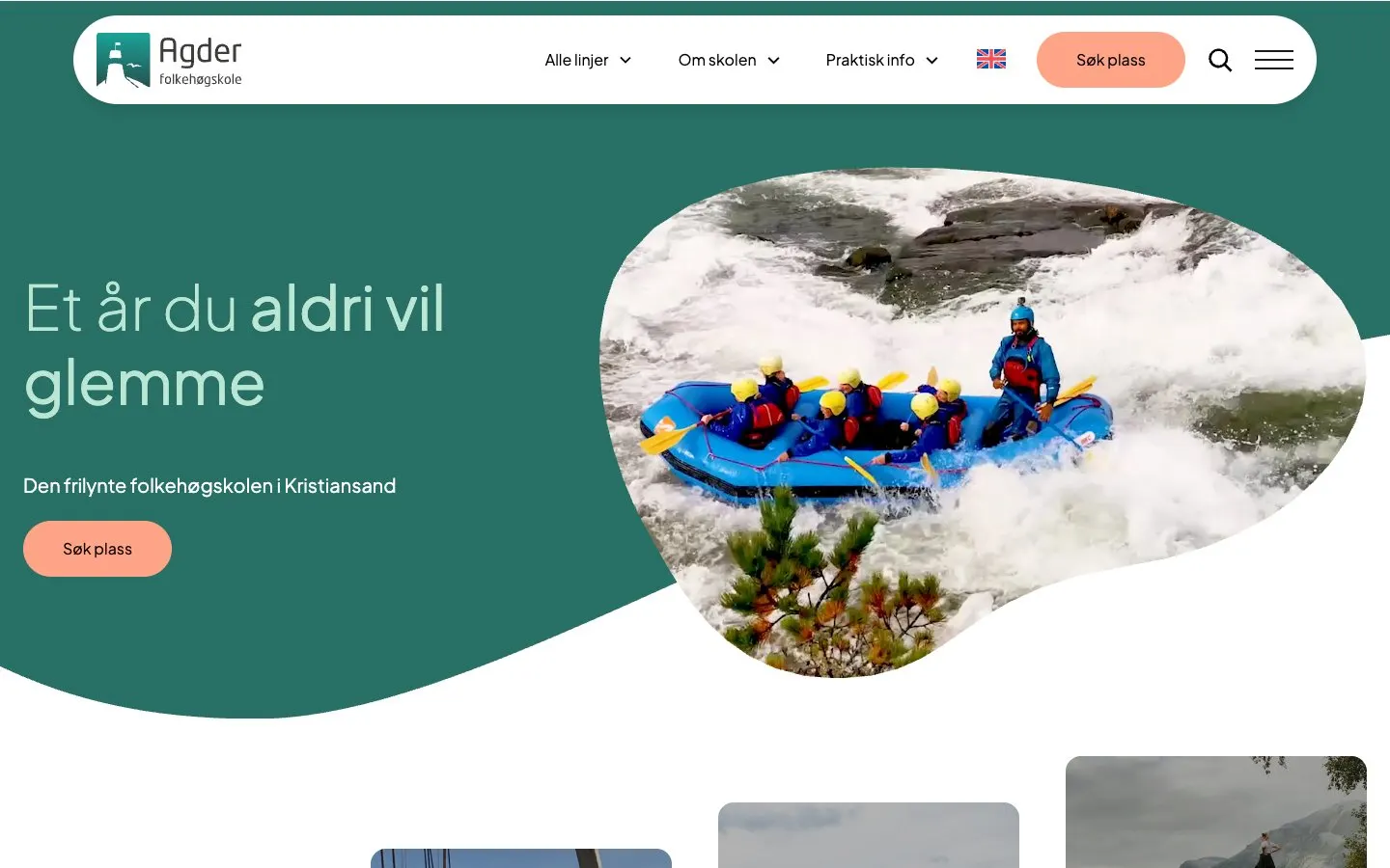 The website of Agder Folkehøgskole