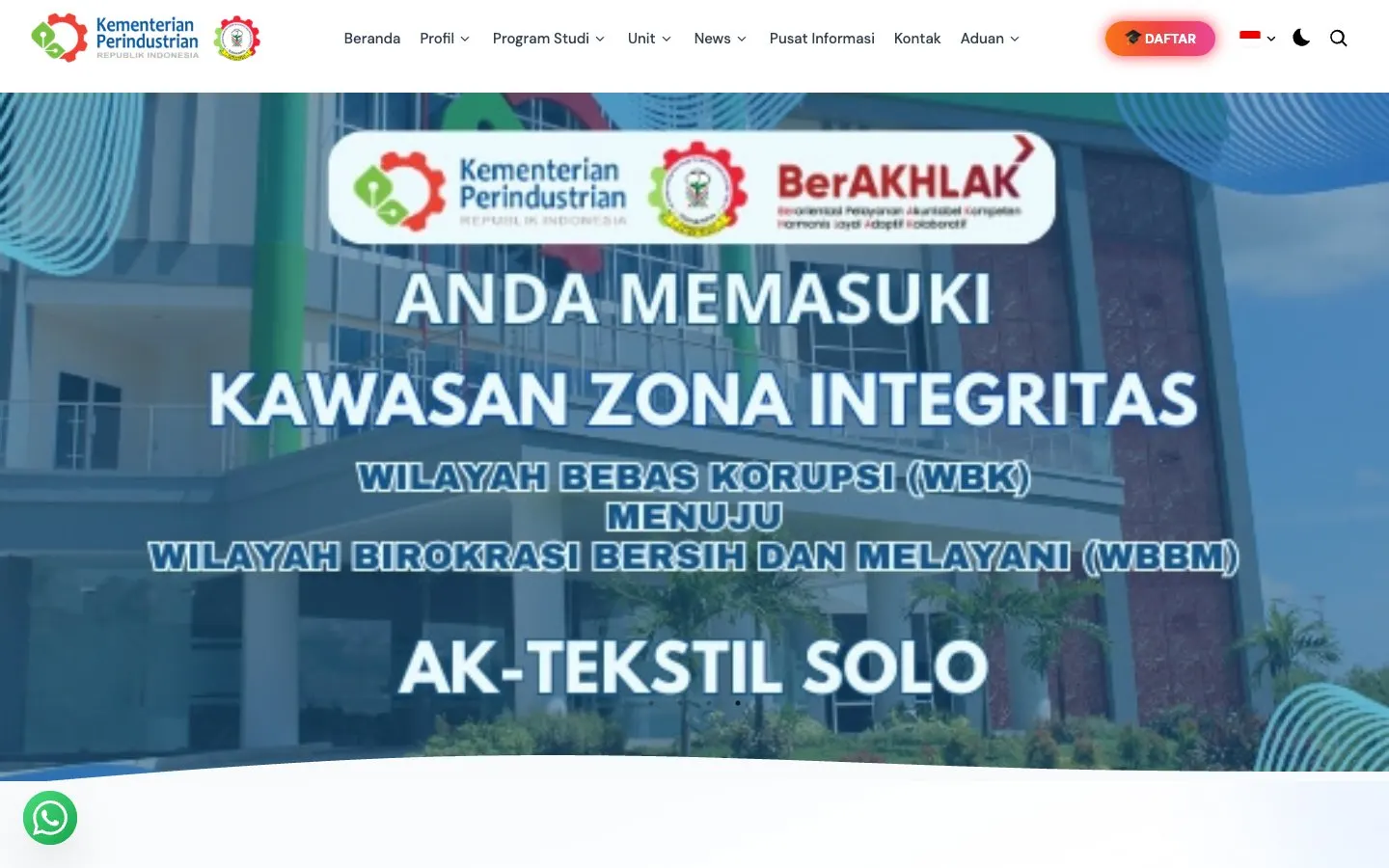 The website of AK-Tekstil Solo