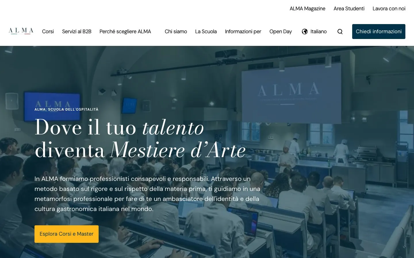 The website of ALMA – Scuola Internazionale di Cucina Italiana