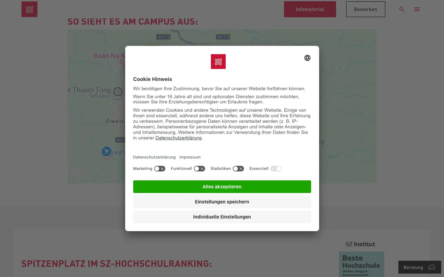 The website of AMD Akademie Mode & Design Berlin