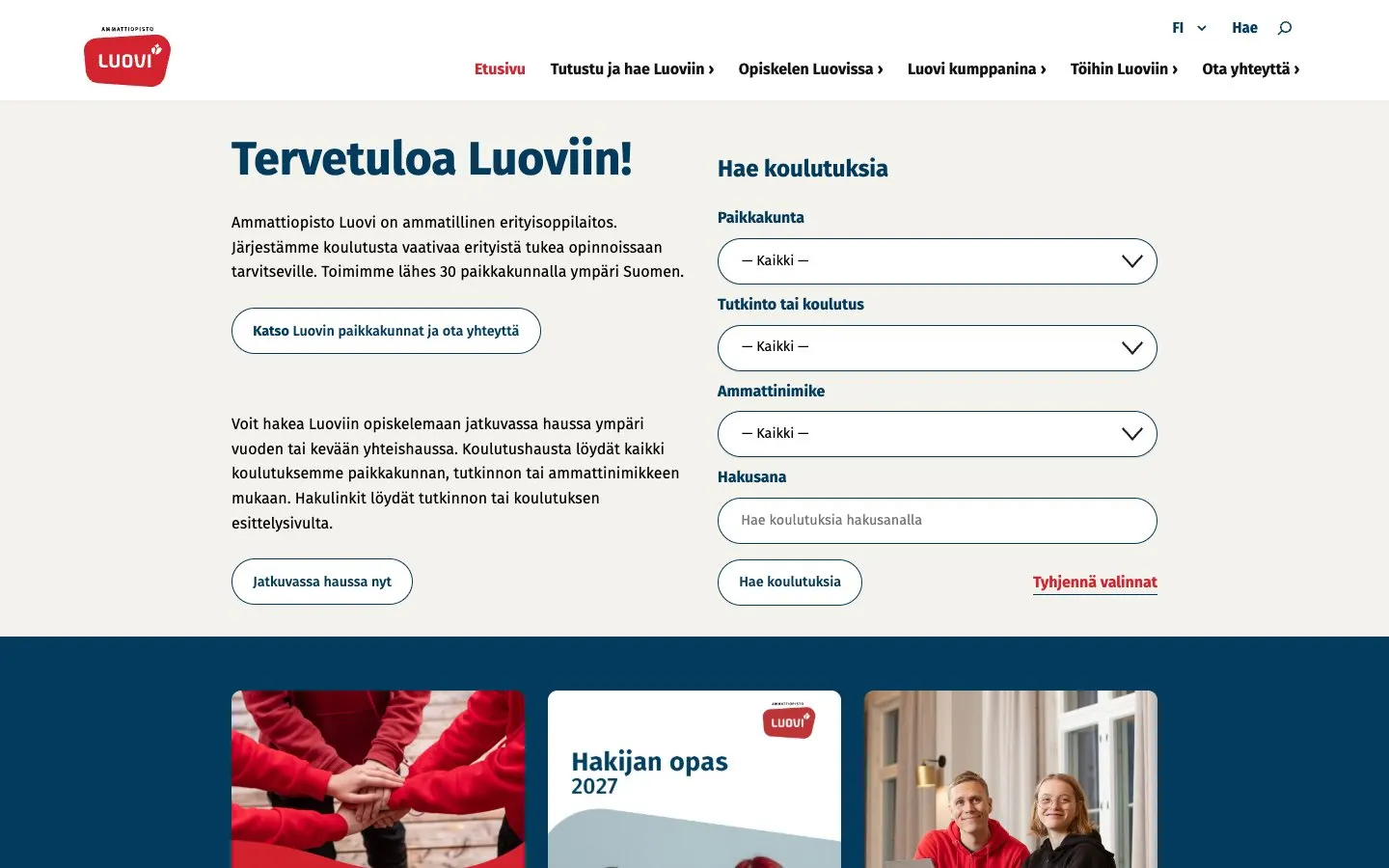 Le site de Ammattiopisto Luovi