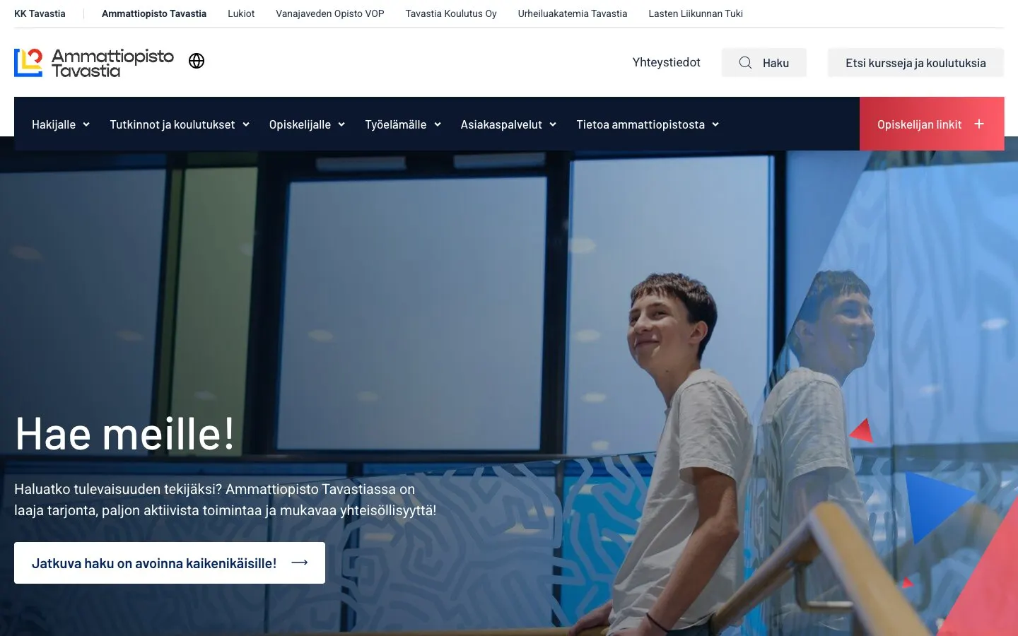 El sitio web de Ammattiopisto Tavastia