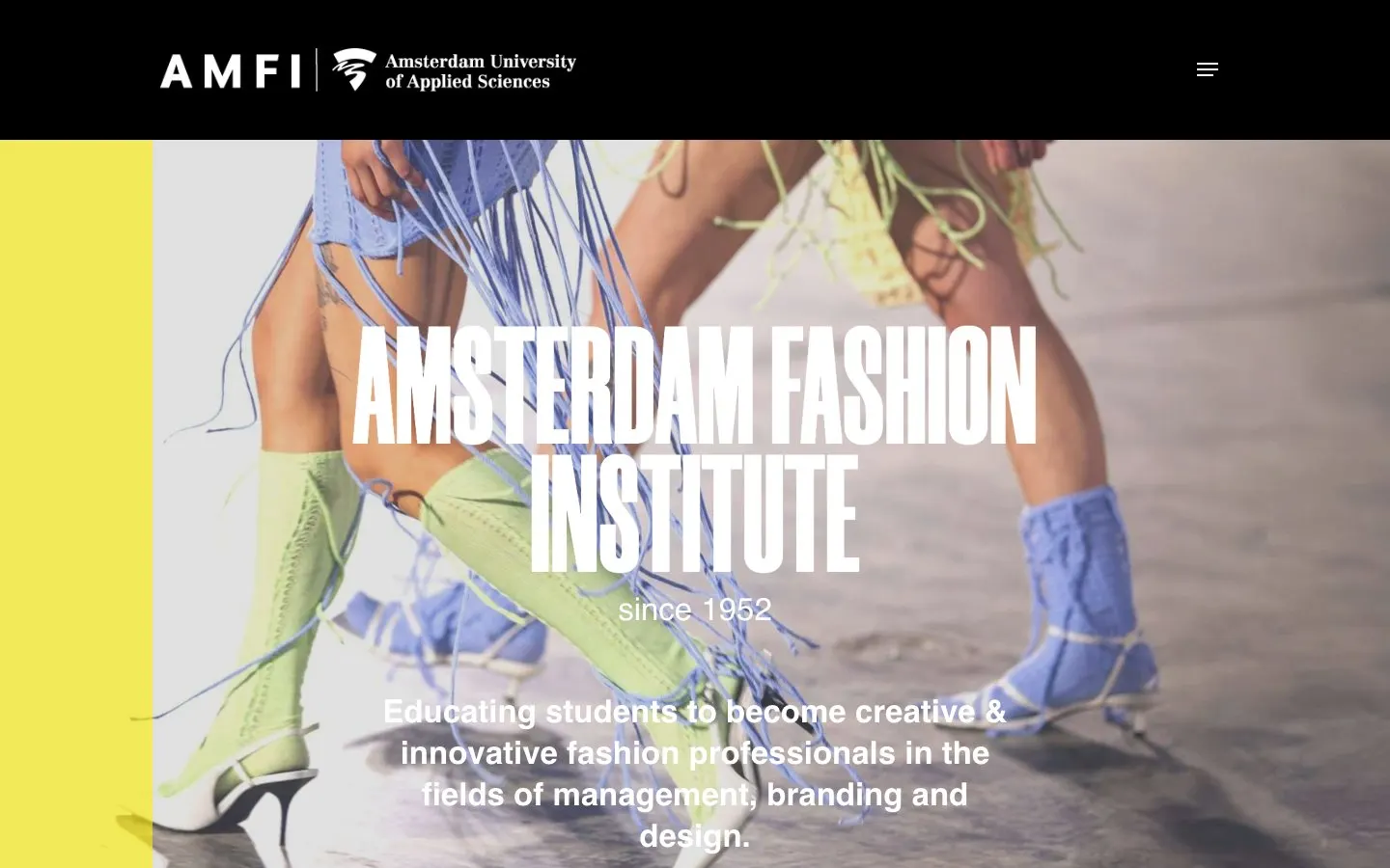 The website of Amsterdam Fashion Institute (AMFI)