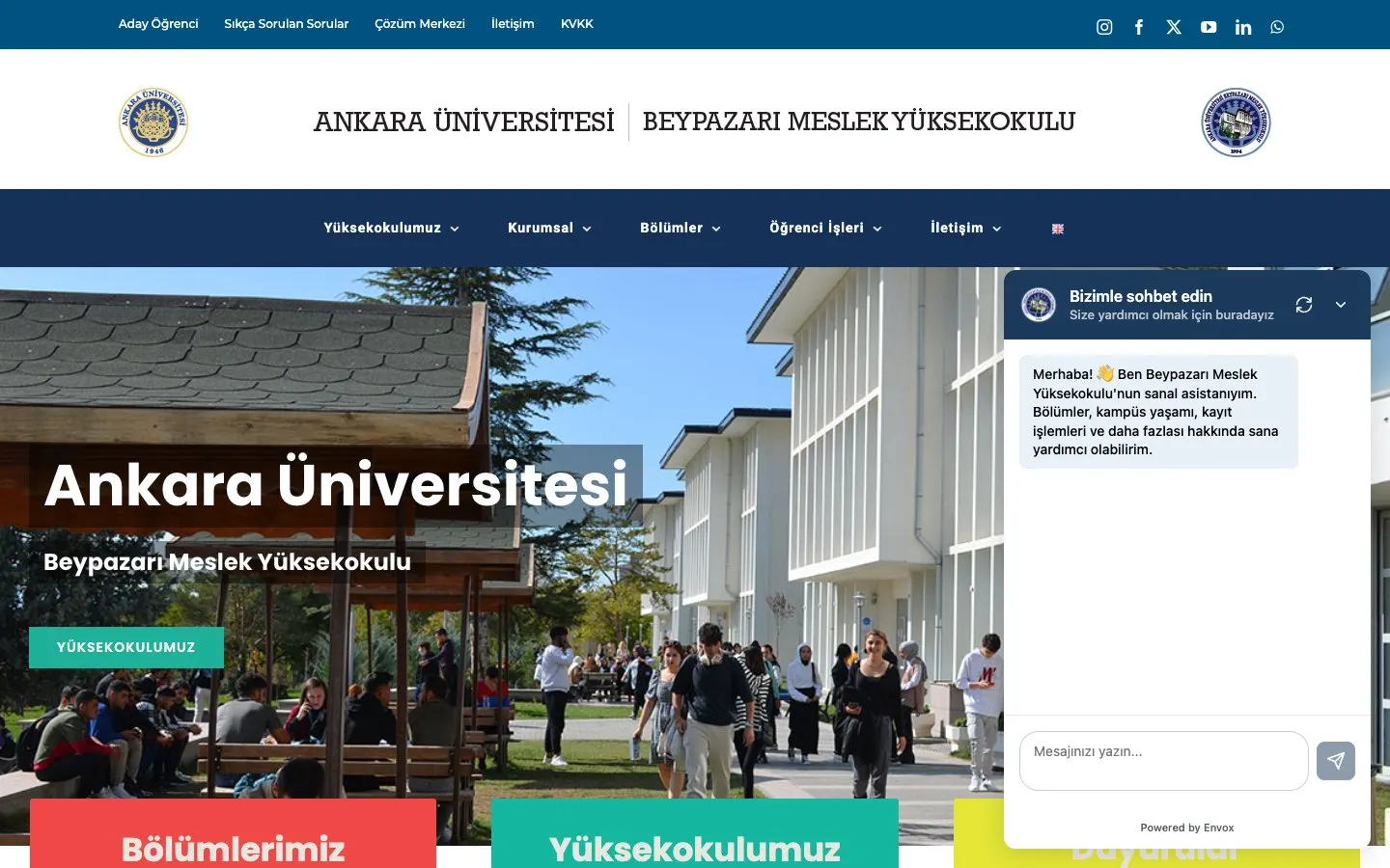 The website of Ankara Üniversitesi – Beypazarı Meslek Yüksekokulu