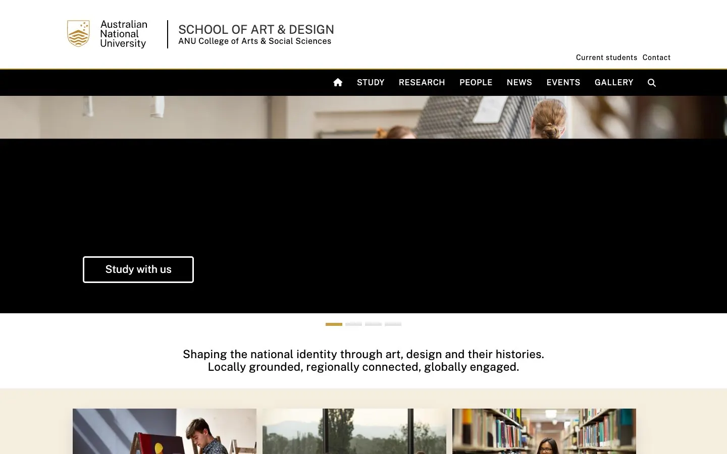 الموقع الإلكتروني لـ ANU School of Art & Design