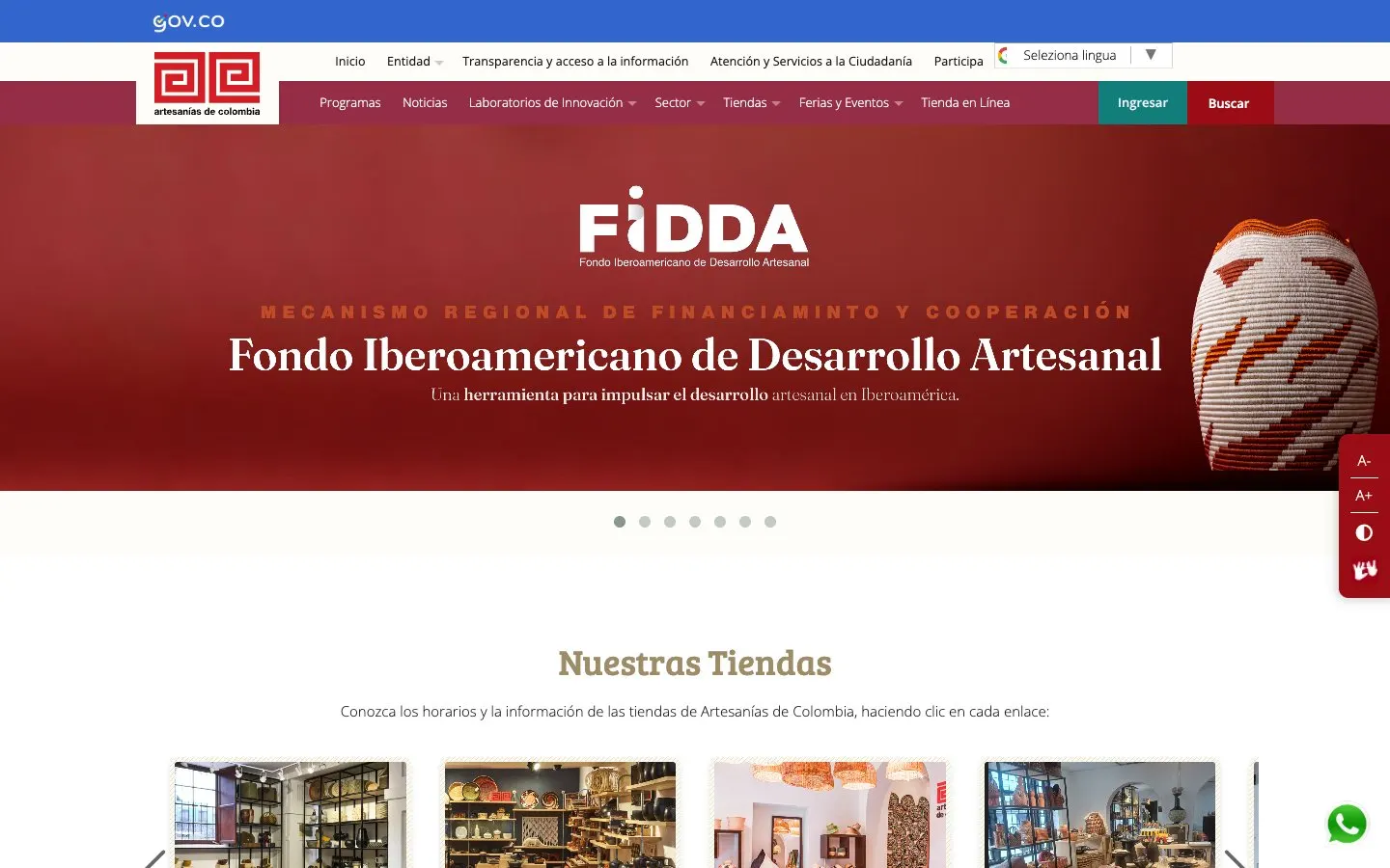 El sitio web de Artesanías de Colombia - Unidad de Formación