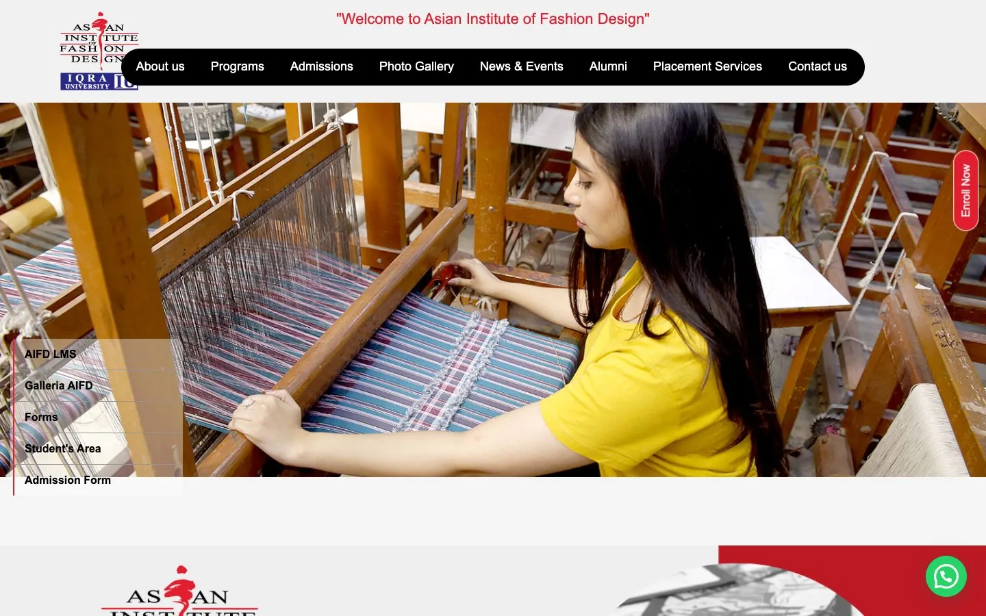 The website of Asian Institute of Fashion Design