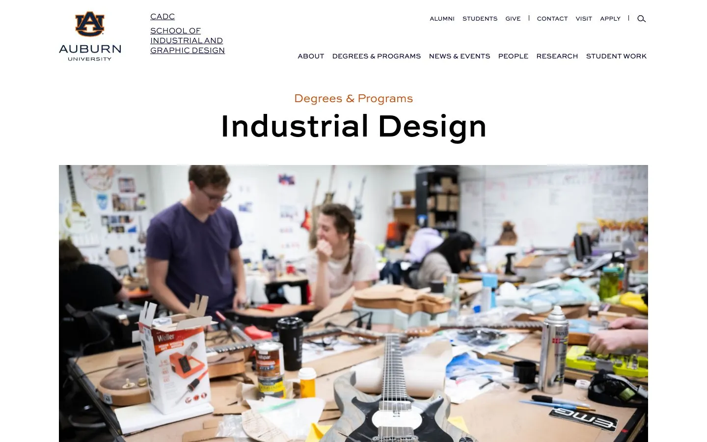الموقع الإلكتروني لـ Auburn University – Industrial Design
