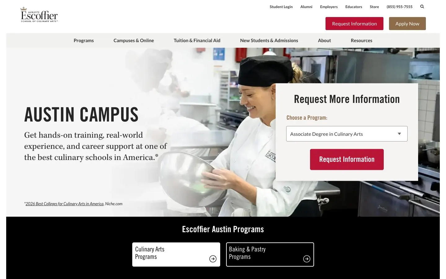 The website of Auguste Escoffier School of Culinary Arts – Austin