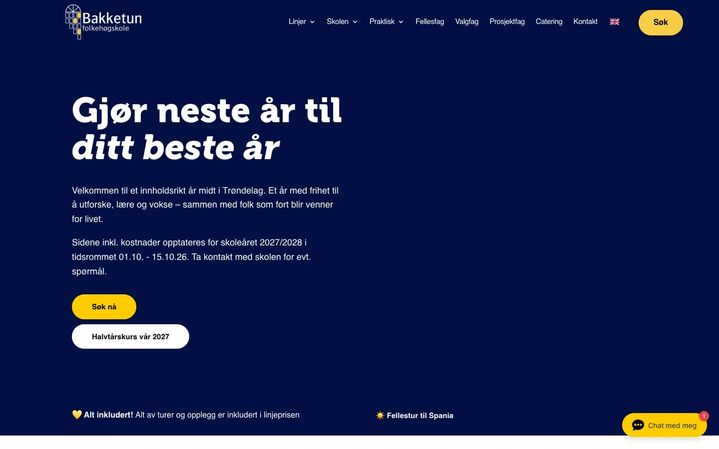 The website of Bakketun Folkehøgskole