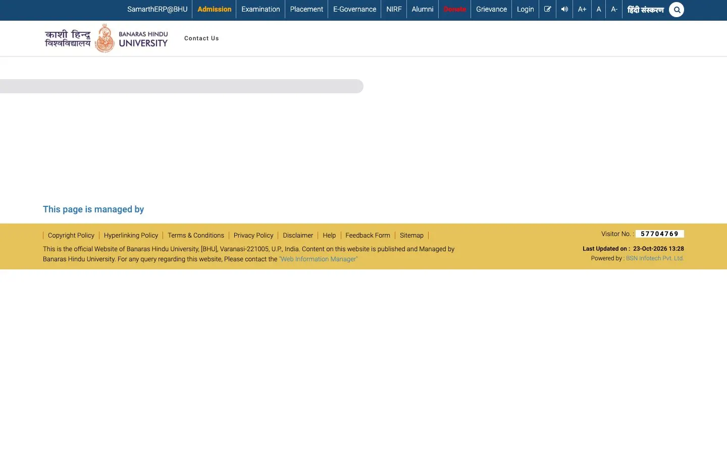 Die Website von Banaras Hindu University - Faculty of Visual Arts