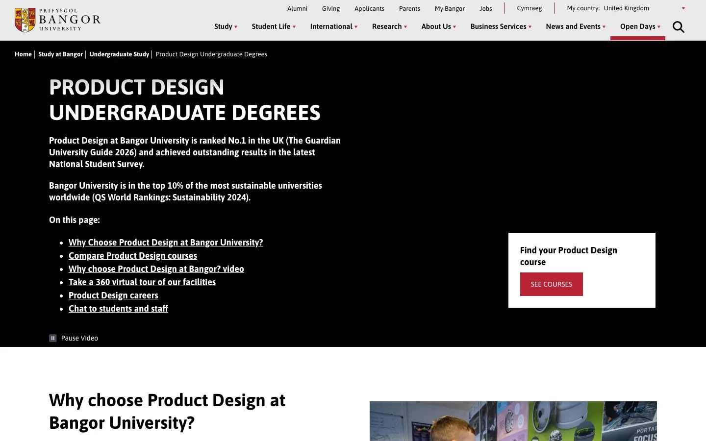 The website of Bangor University – Product Design