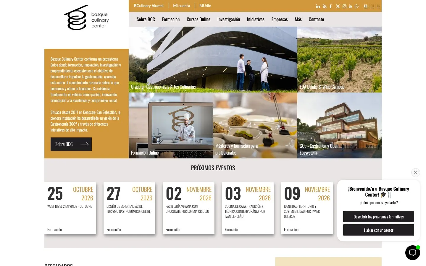 Basque Culinary Center 的网站
