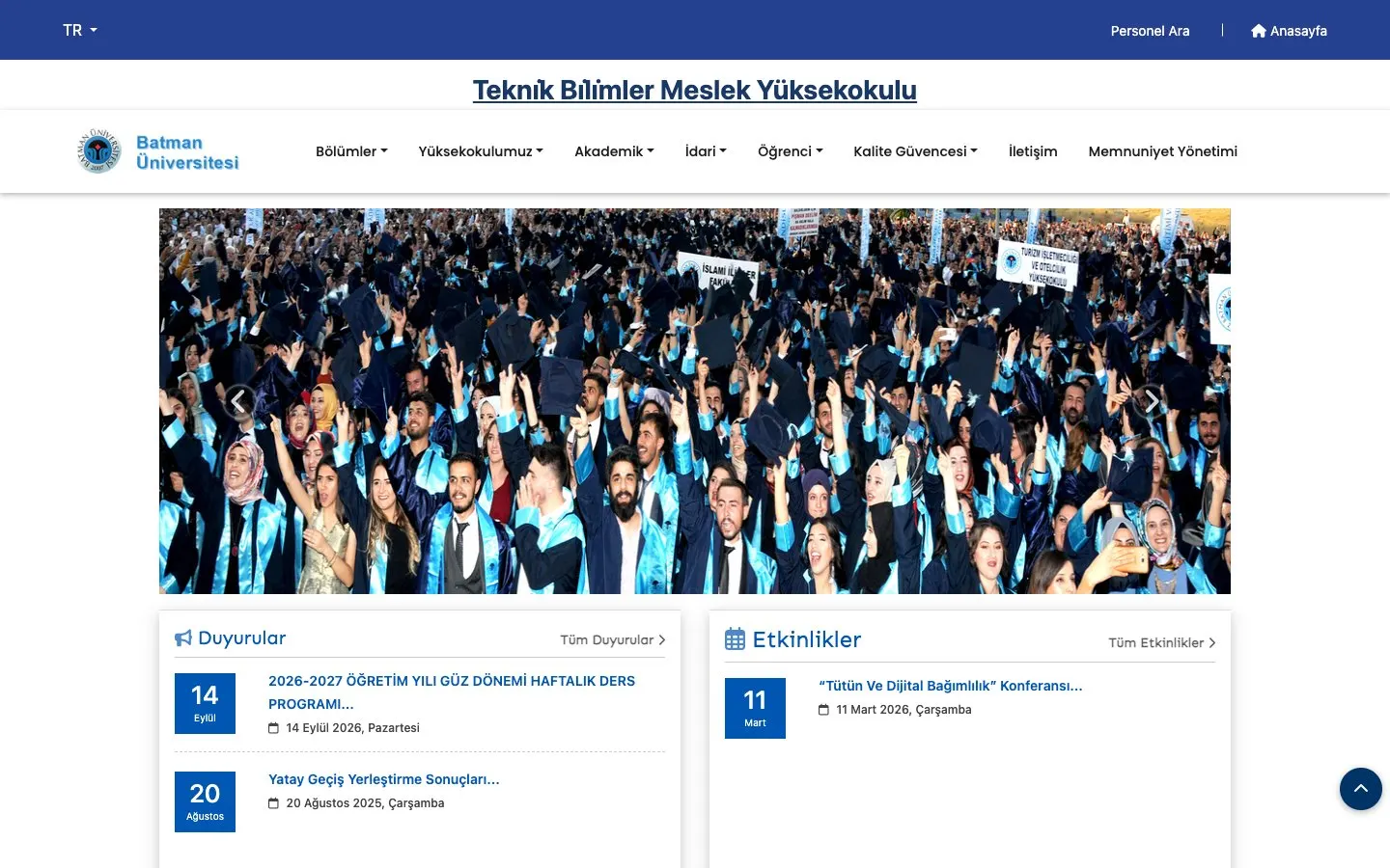 The website of Batman Üniversitesi – Teknik Bilimler Meslek Yüksekokulu