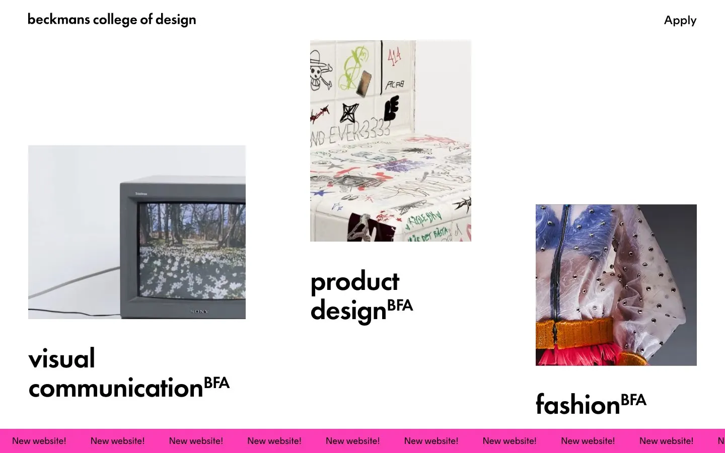 The website of Beckmans College of Design