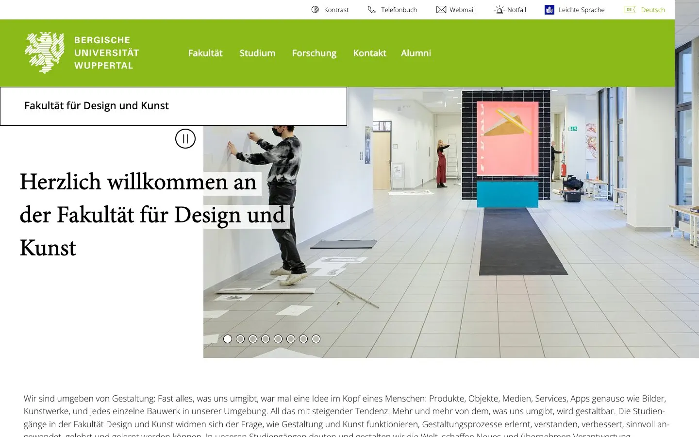 الموقع الإلكتروني لـ Bergische Universität Wuppertal – Industrial Design