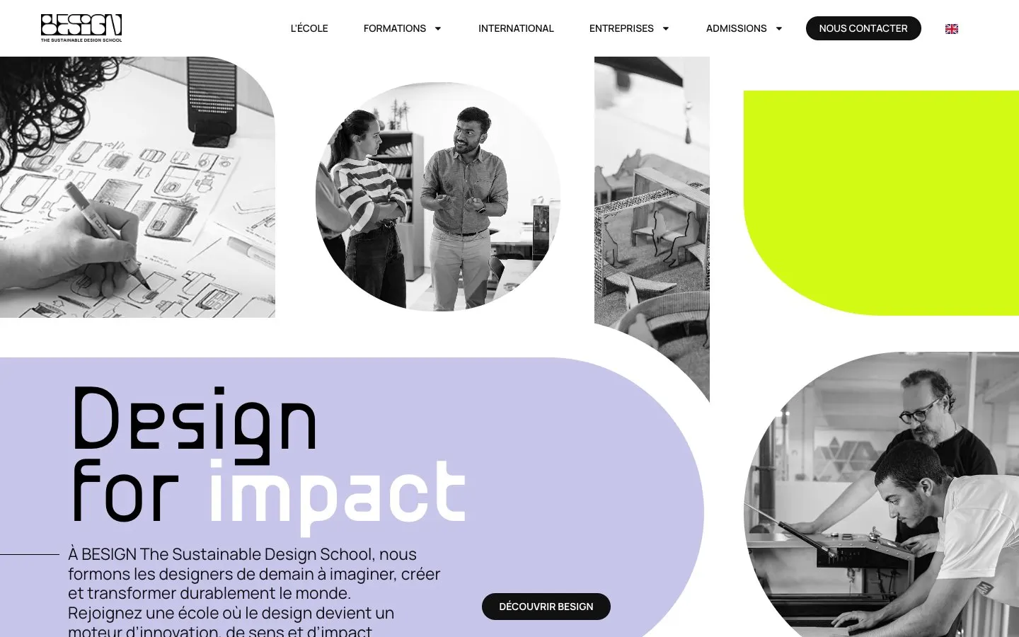 The website of BESIGN The Sustainable Design School