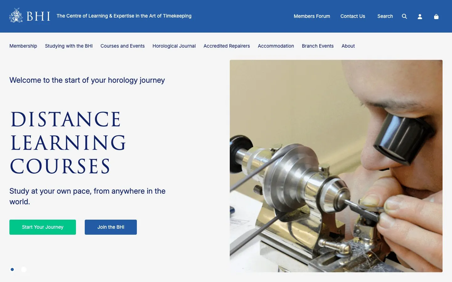 Die Website von British Horological Institute (BHI)