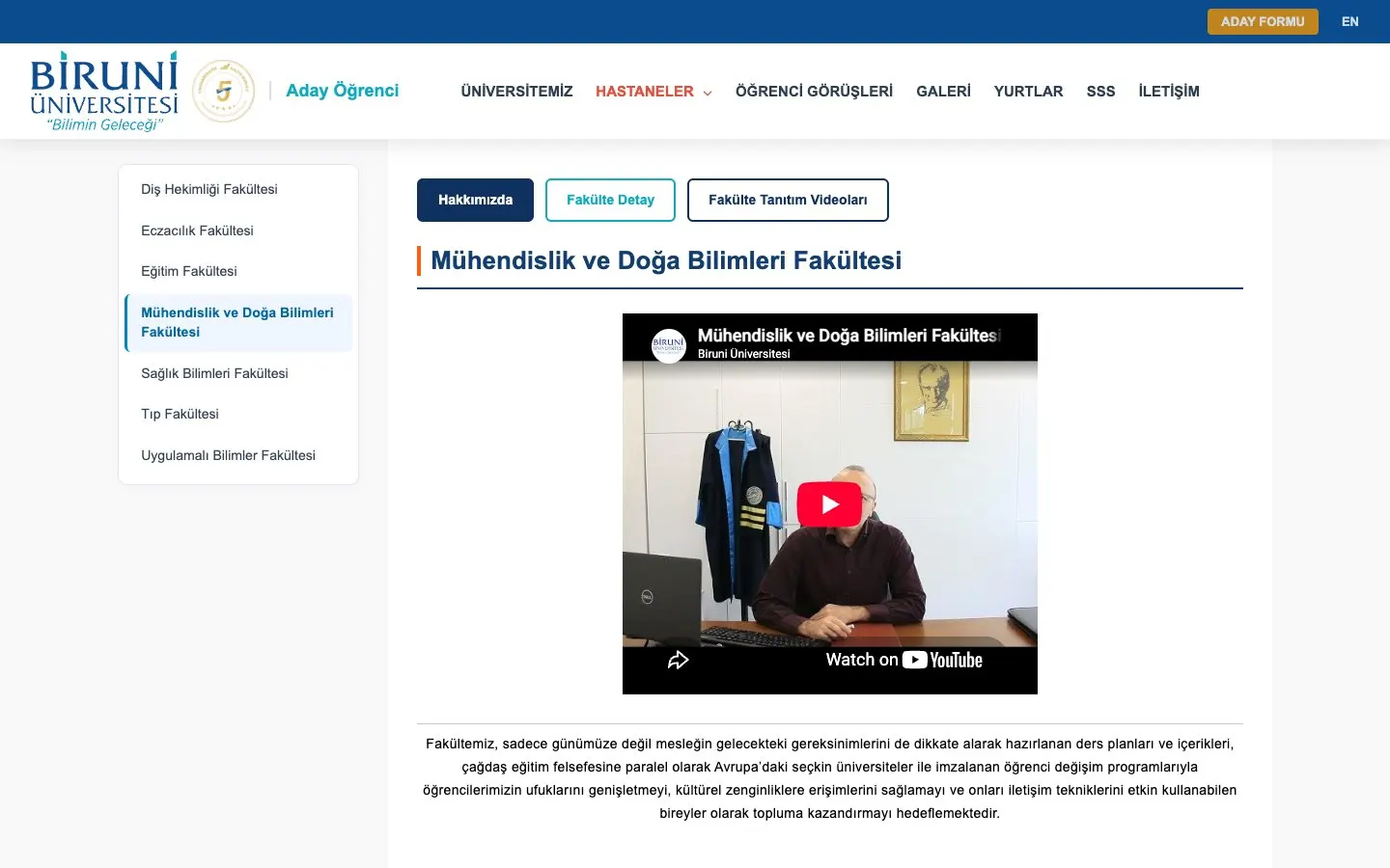 Biruni Üniversitesi – Mühendislik ve Doğa Bilimleri Fakültesi 的网站