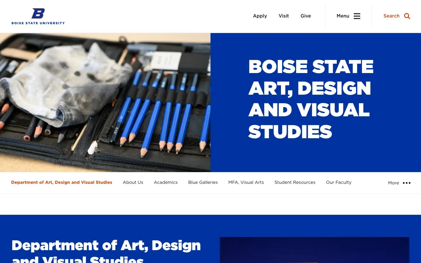 The website of Boise State University – Department of Art, Design and Visual Studies