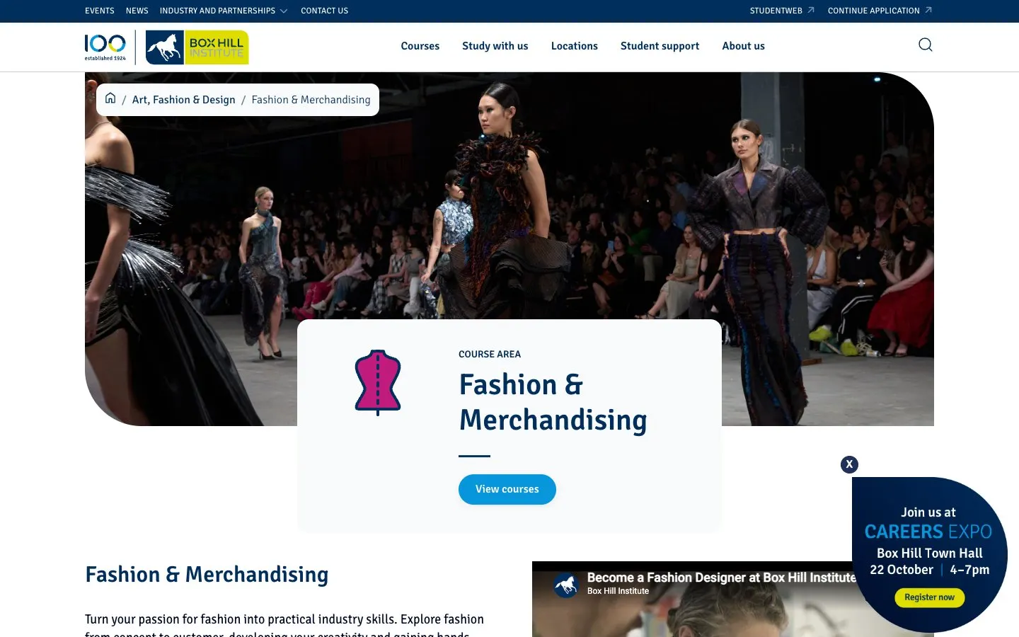 The website of Box Hill Institute – Fashion