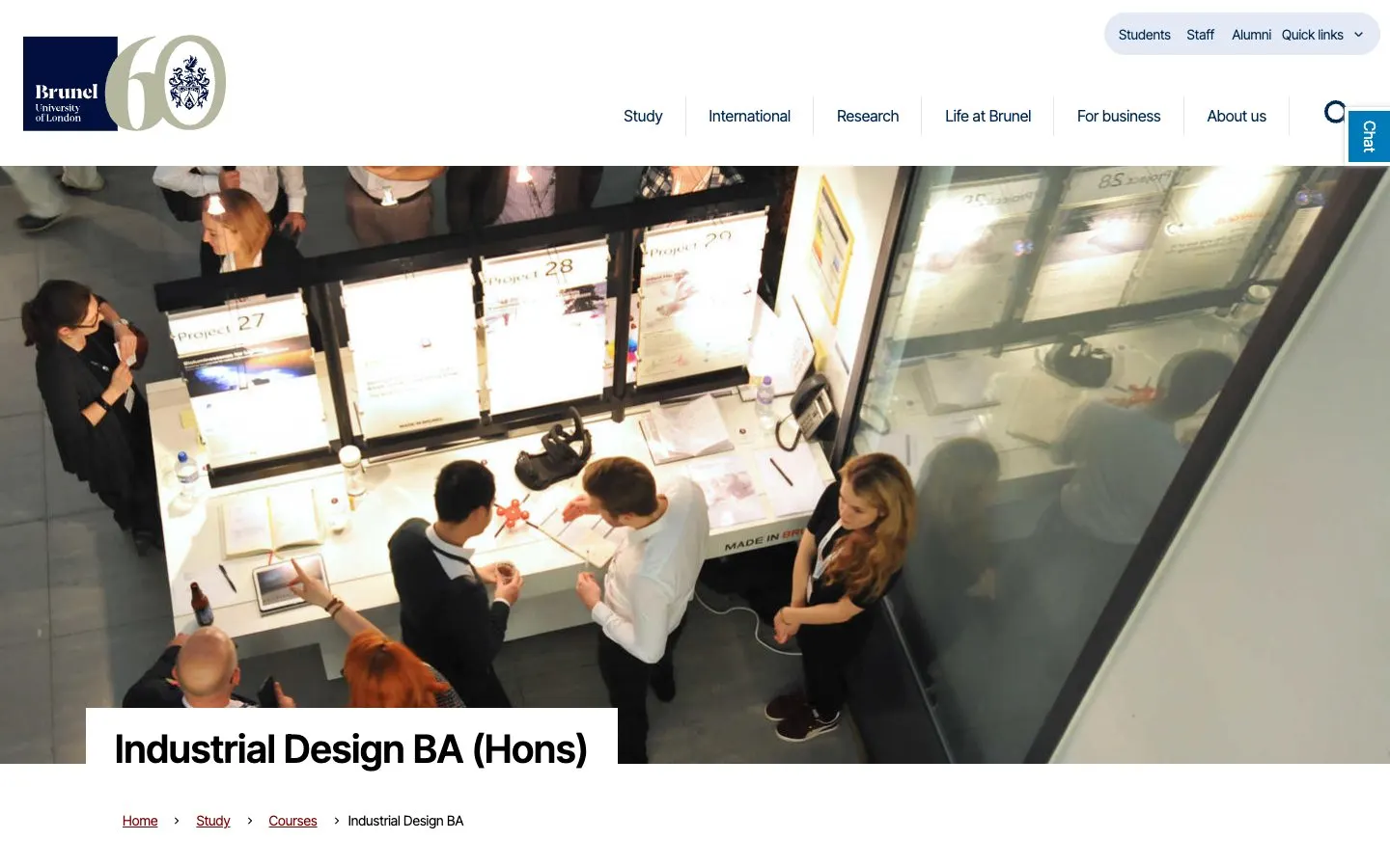 The website of Brunel Design School