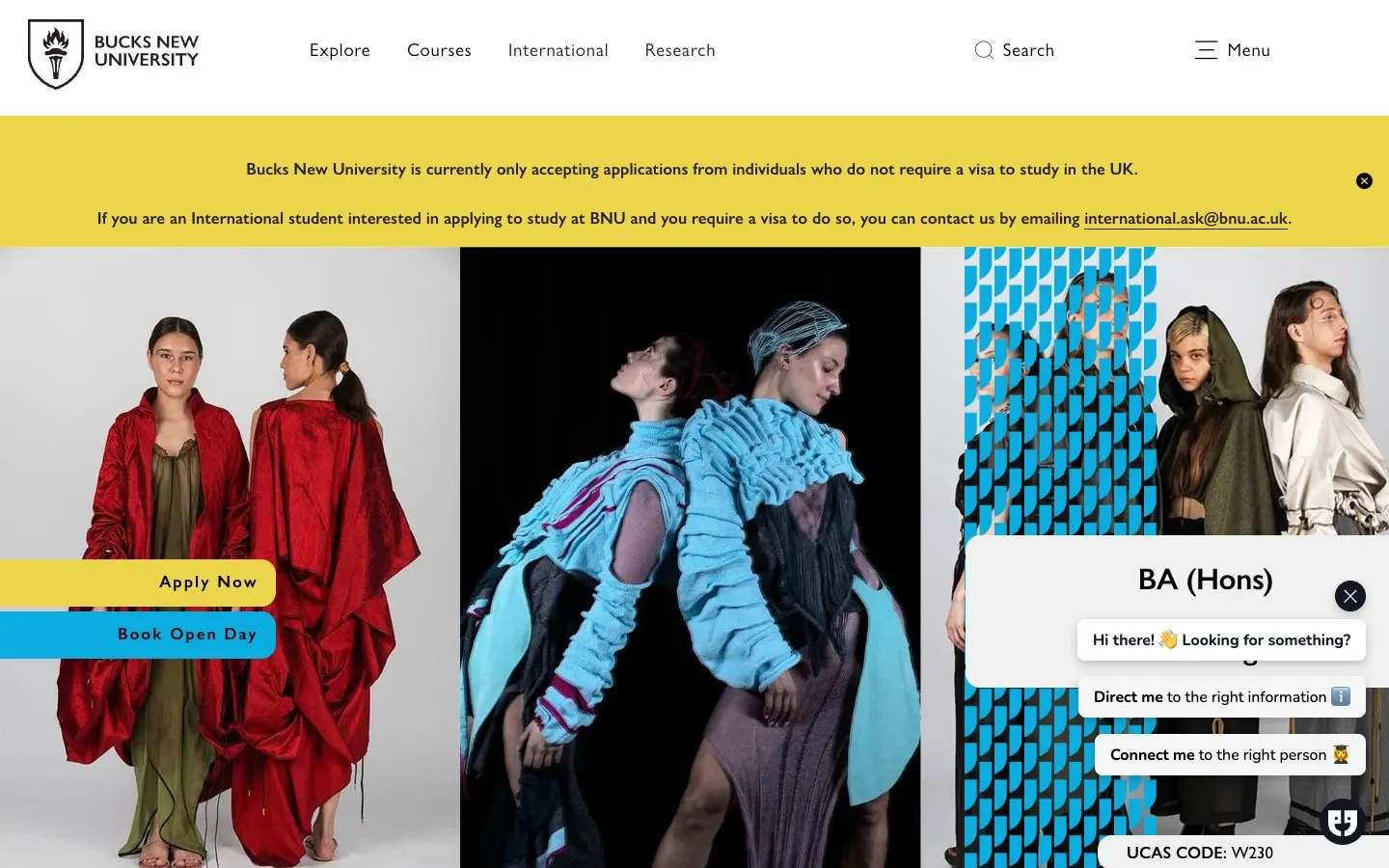 The website of Buckinghamshire New University – Fashion, Textiles and Costume