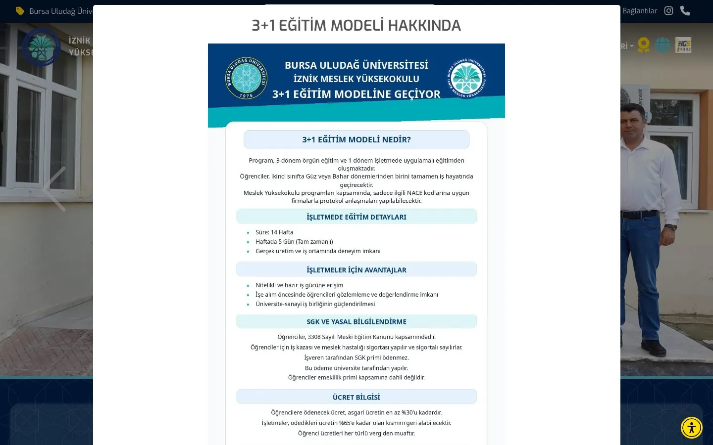 Die Website von Bursa Uludağ Üniversitesi – İznik Meslek Yüksekokulu