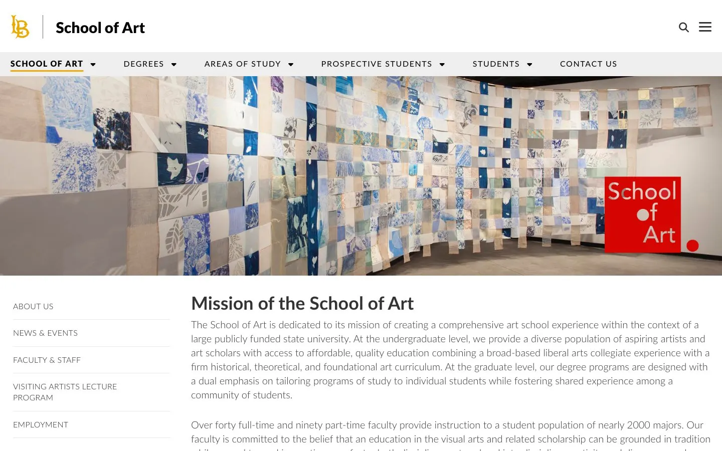 الموقع الإلكتروني لـ California State University, Long Beach – School of Art