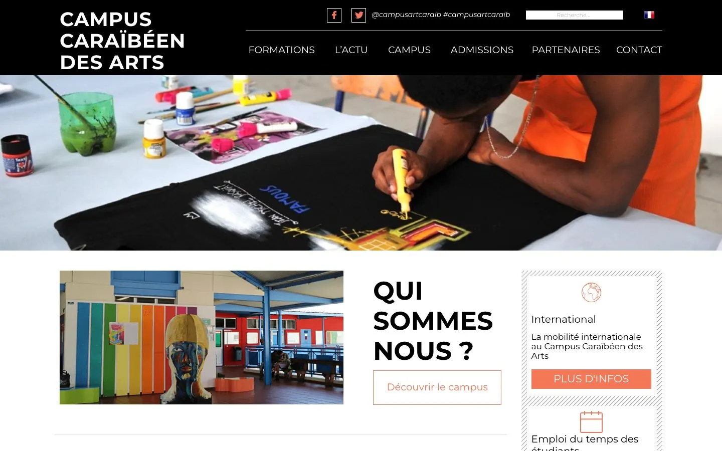 The website of Campus Caraïbéen des Arts