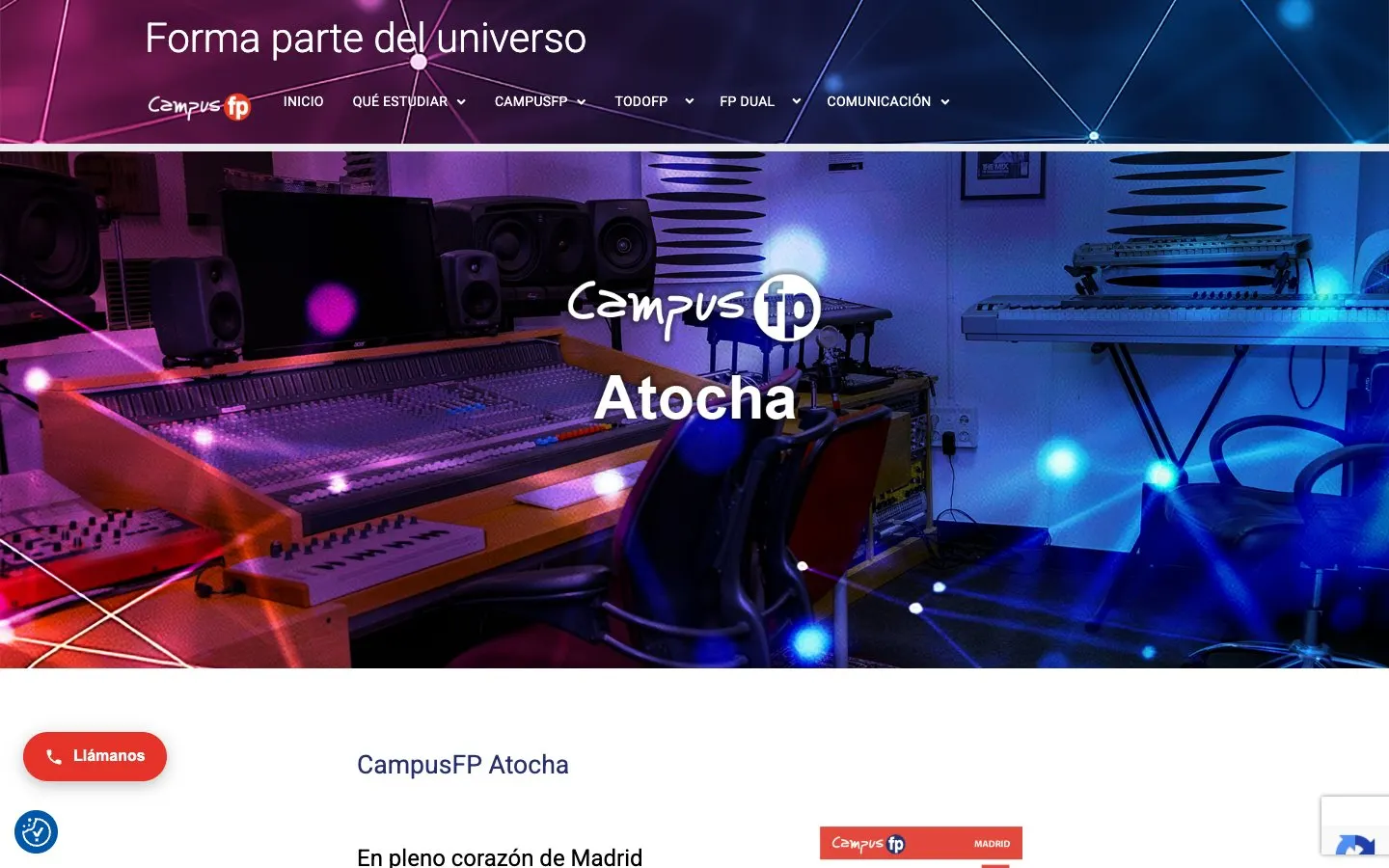Die Website von Campus FP Atocha
