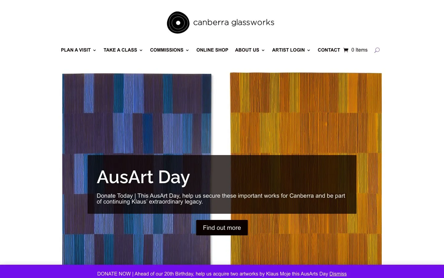 The website of Canberra Glassworks