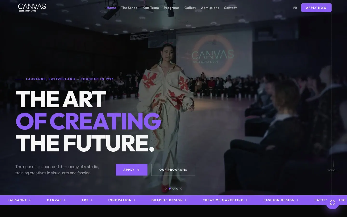 Сайт школы CANVAS School of Fashion Arts