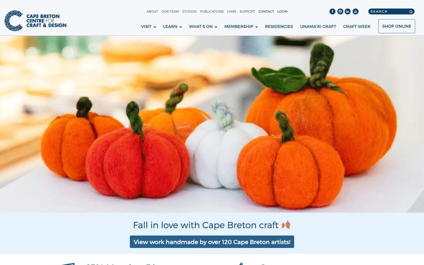 El sitio web de Cape Breton Centre for Craft & Design