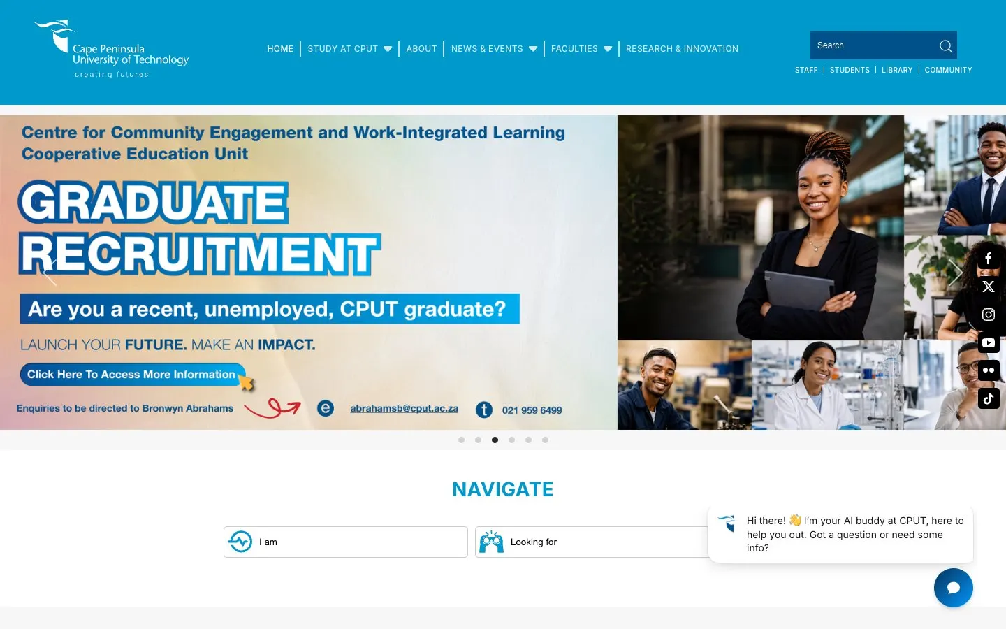 Die Website von Cape Peninsula University of Technology