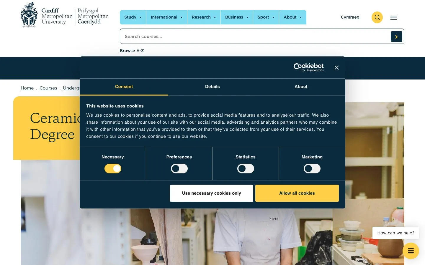 Il sito di Cardiff School of Art & Design – Ceramics