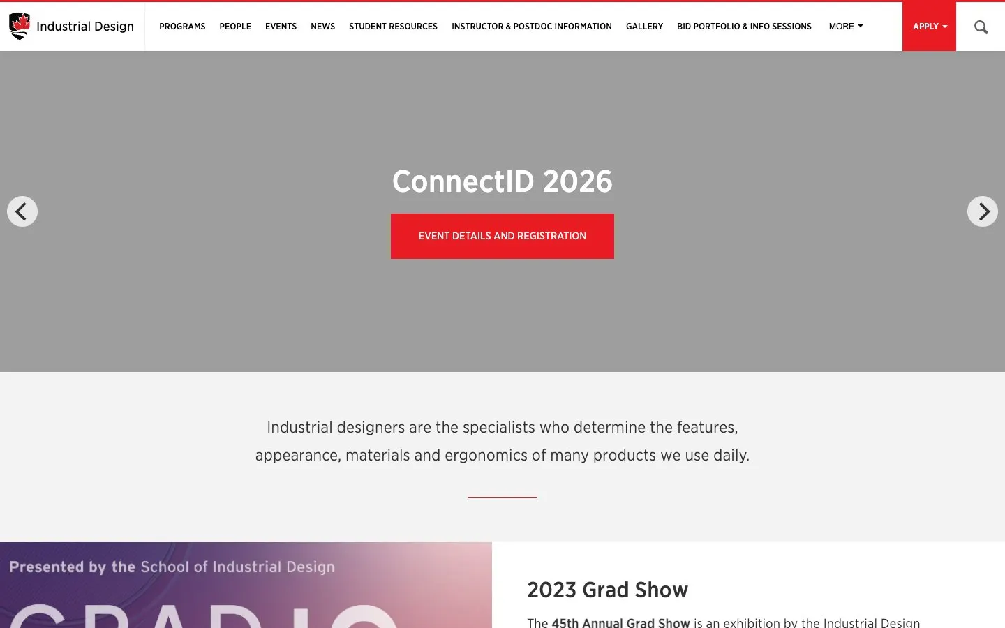 The website of Carleton University - School of Industrial Design