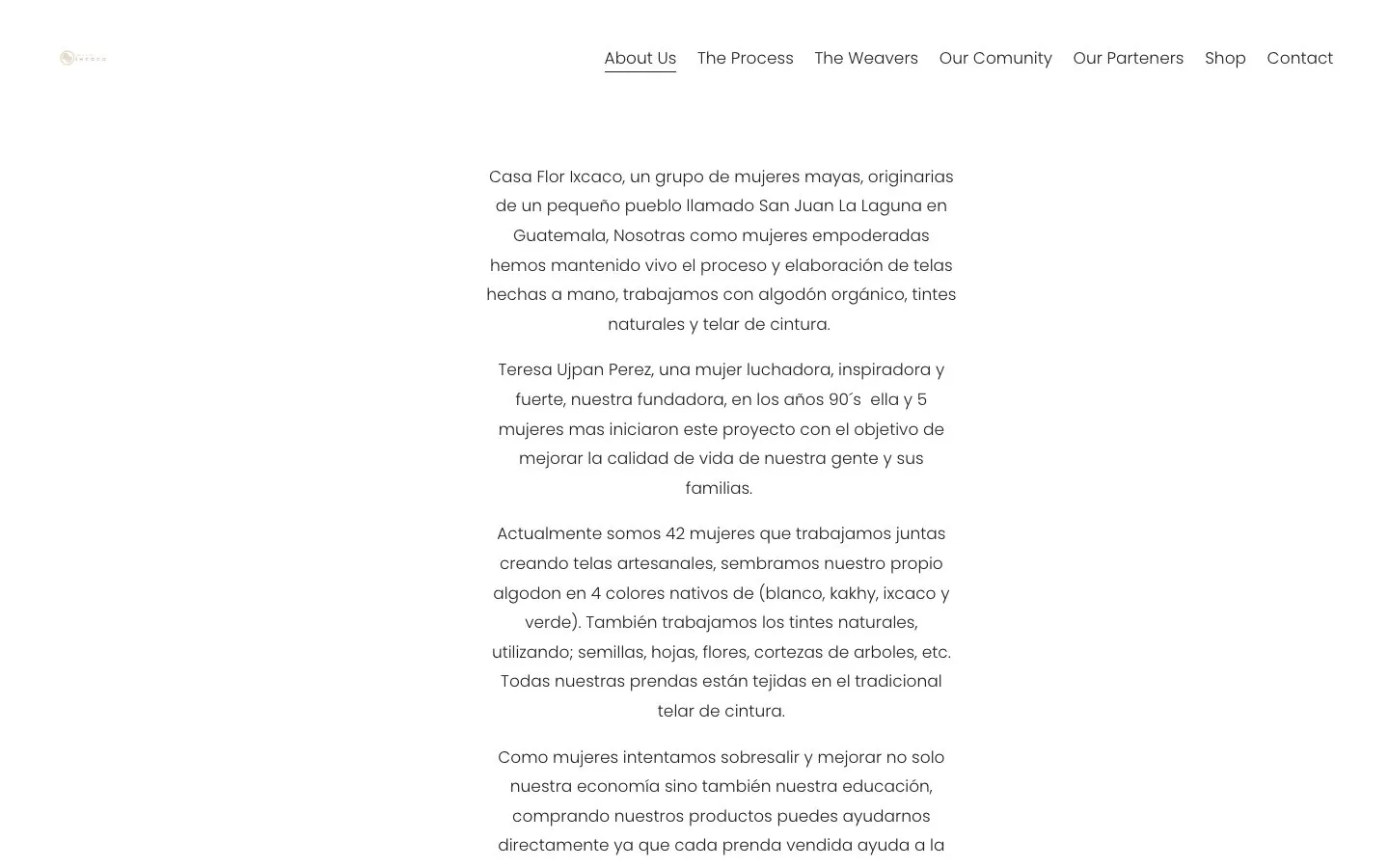 The website of Casa Flor Ixcaco
