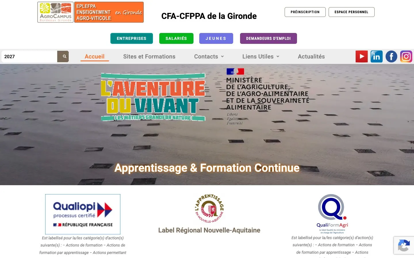 Il sito di CDFA-CFPPA de la Gironde – école de tonnellerie