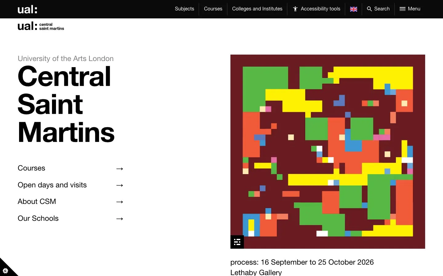 The website of Central Saint Martins