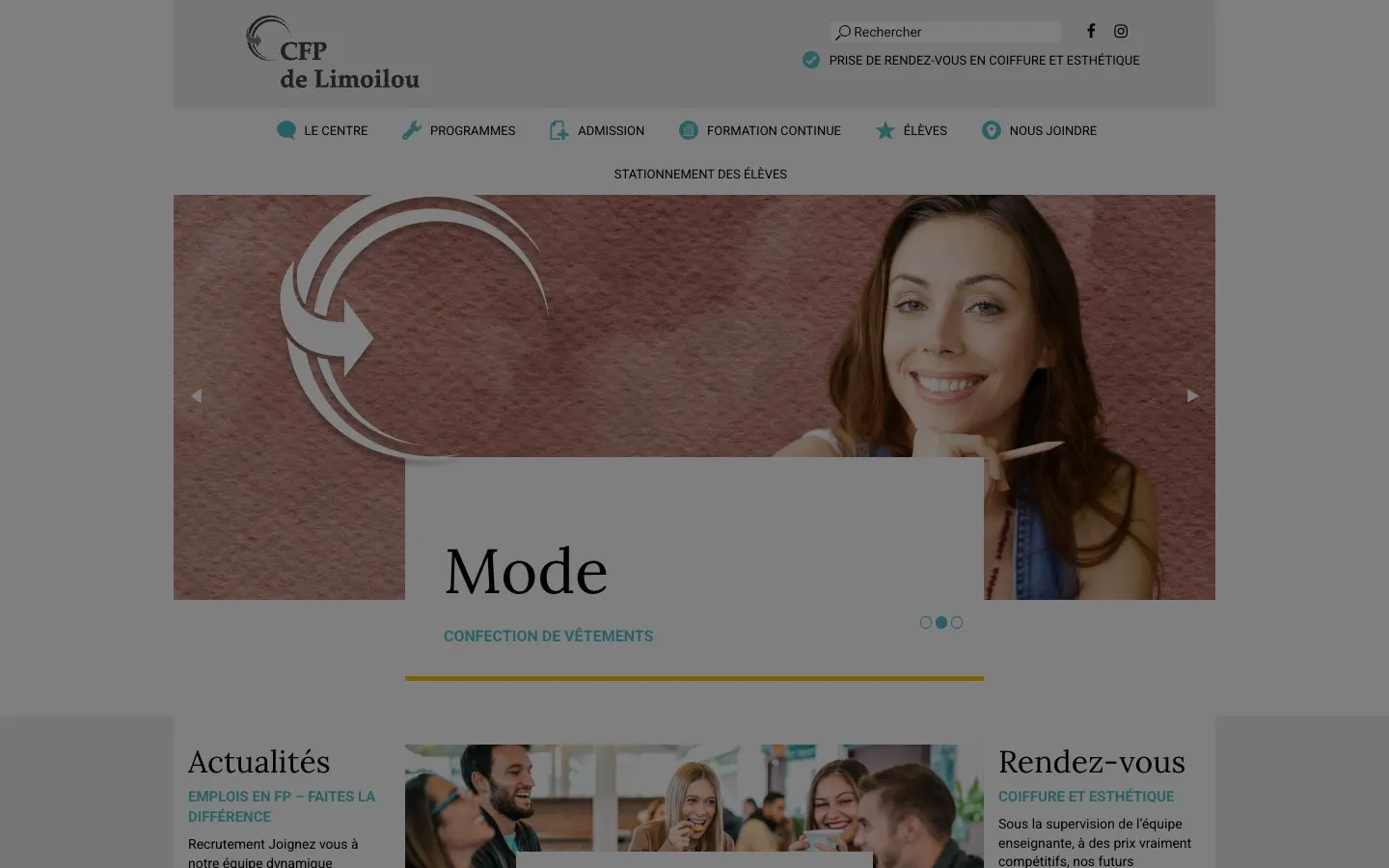 The website of Centre de formation professionnelle de Limoilou