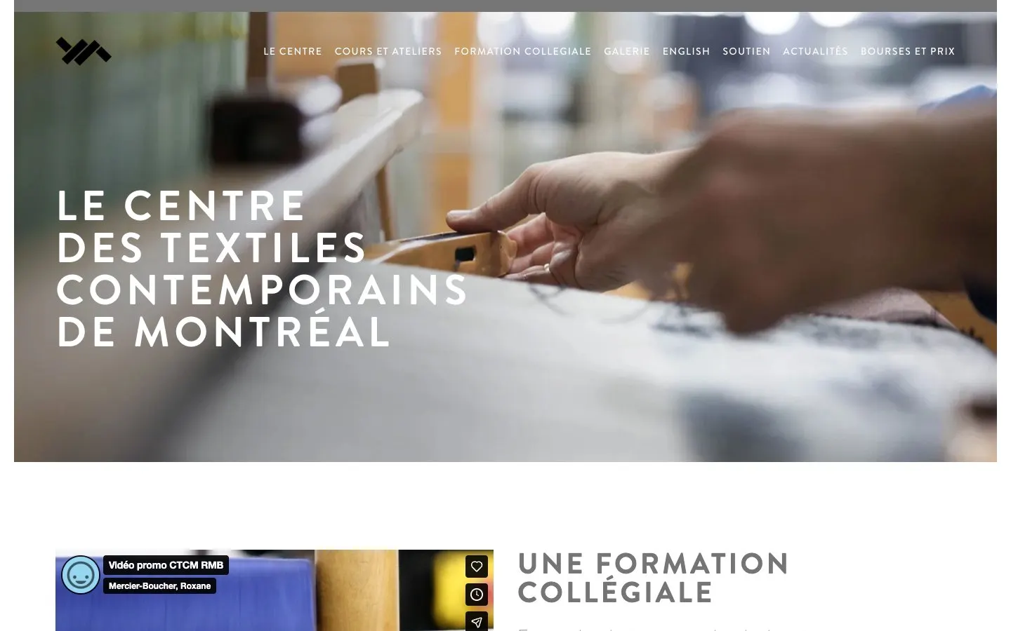 Die Website von Centre des textiles contemporains de Montréal