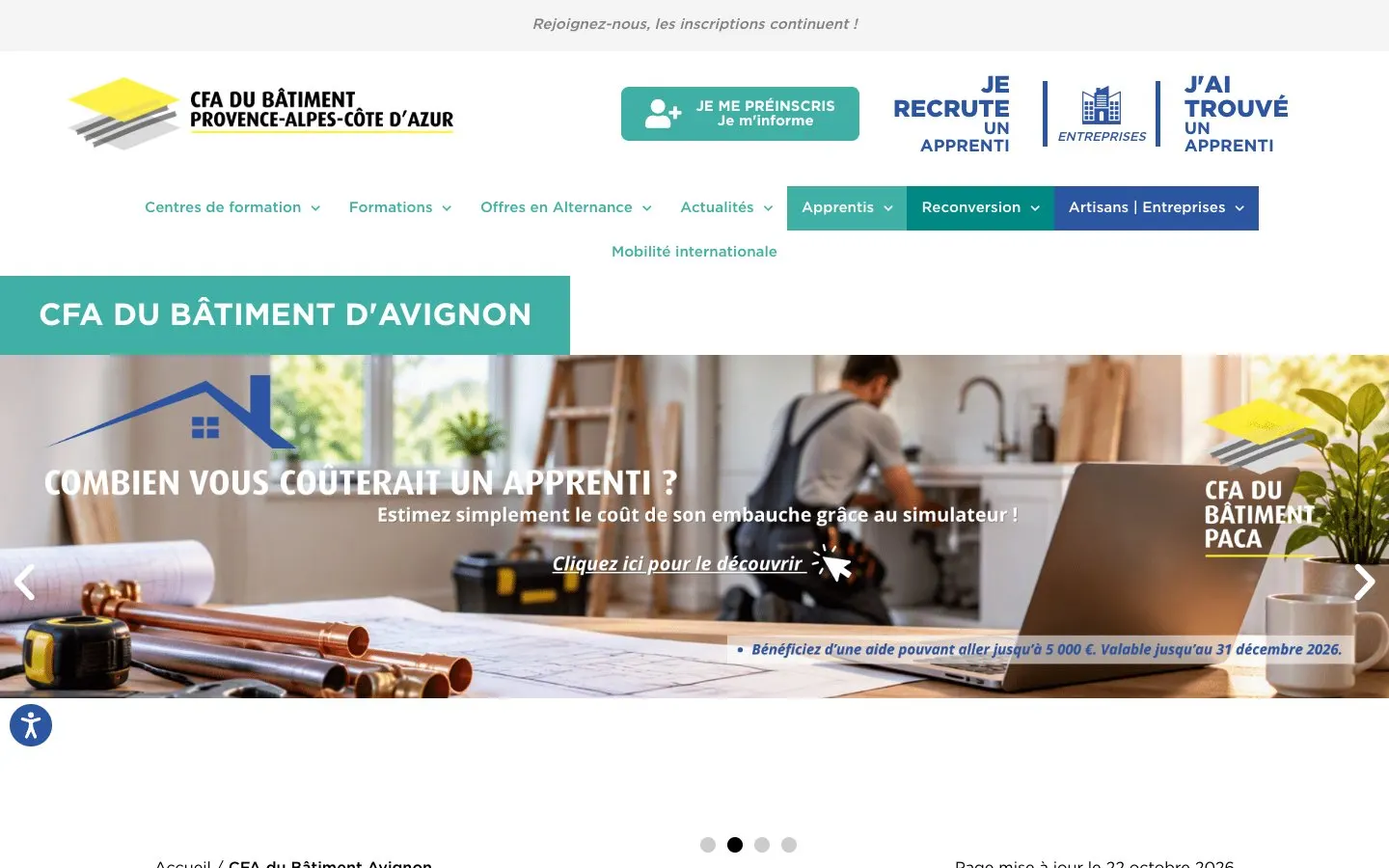 The website of CFA du Bâtiment Avignon « Florentin Mouret »