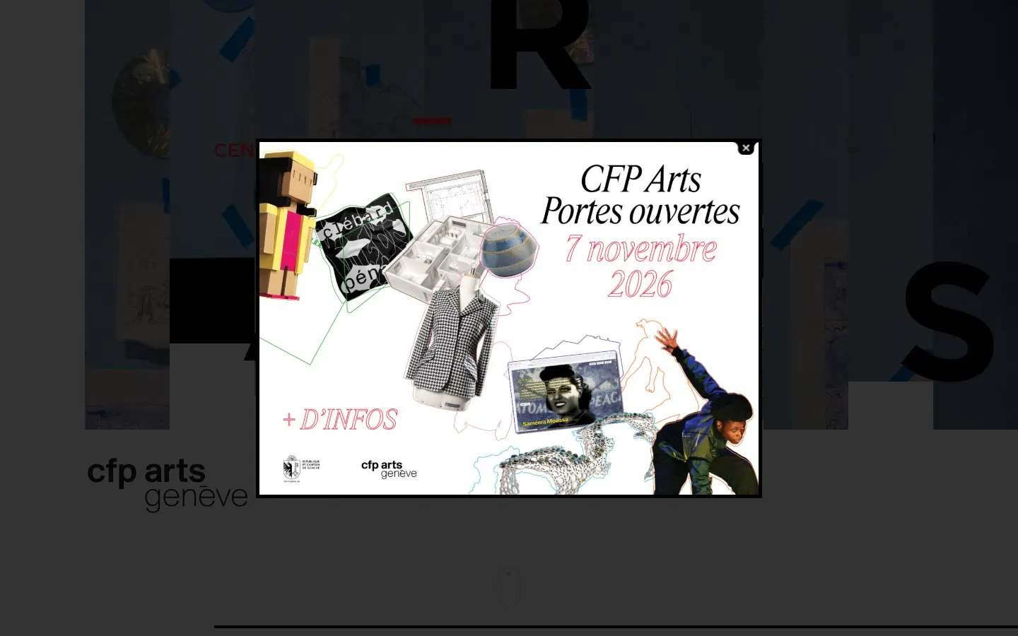 The website of CFP Arts Genève