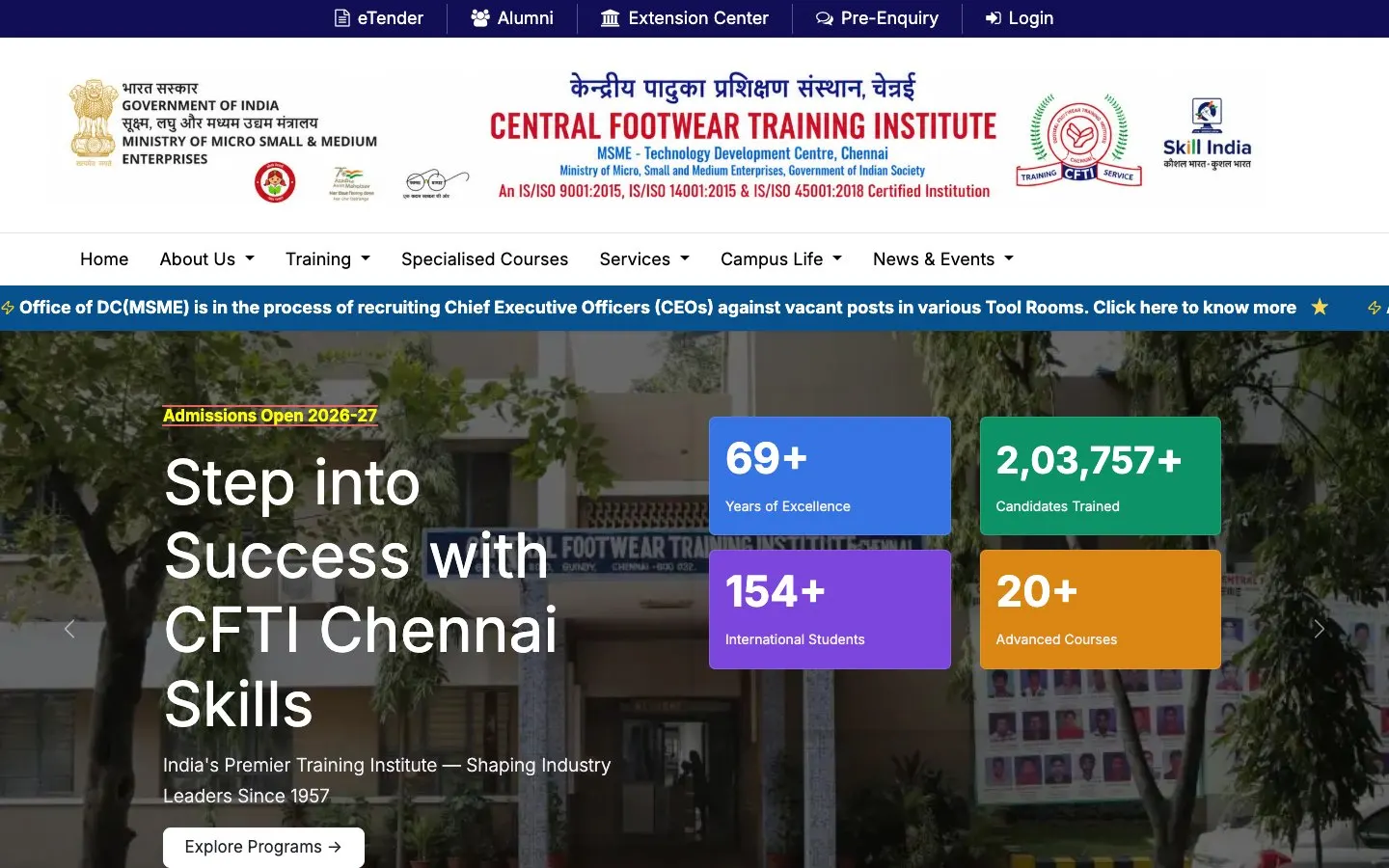 The website of CFTI Chennai