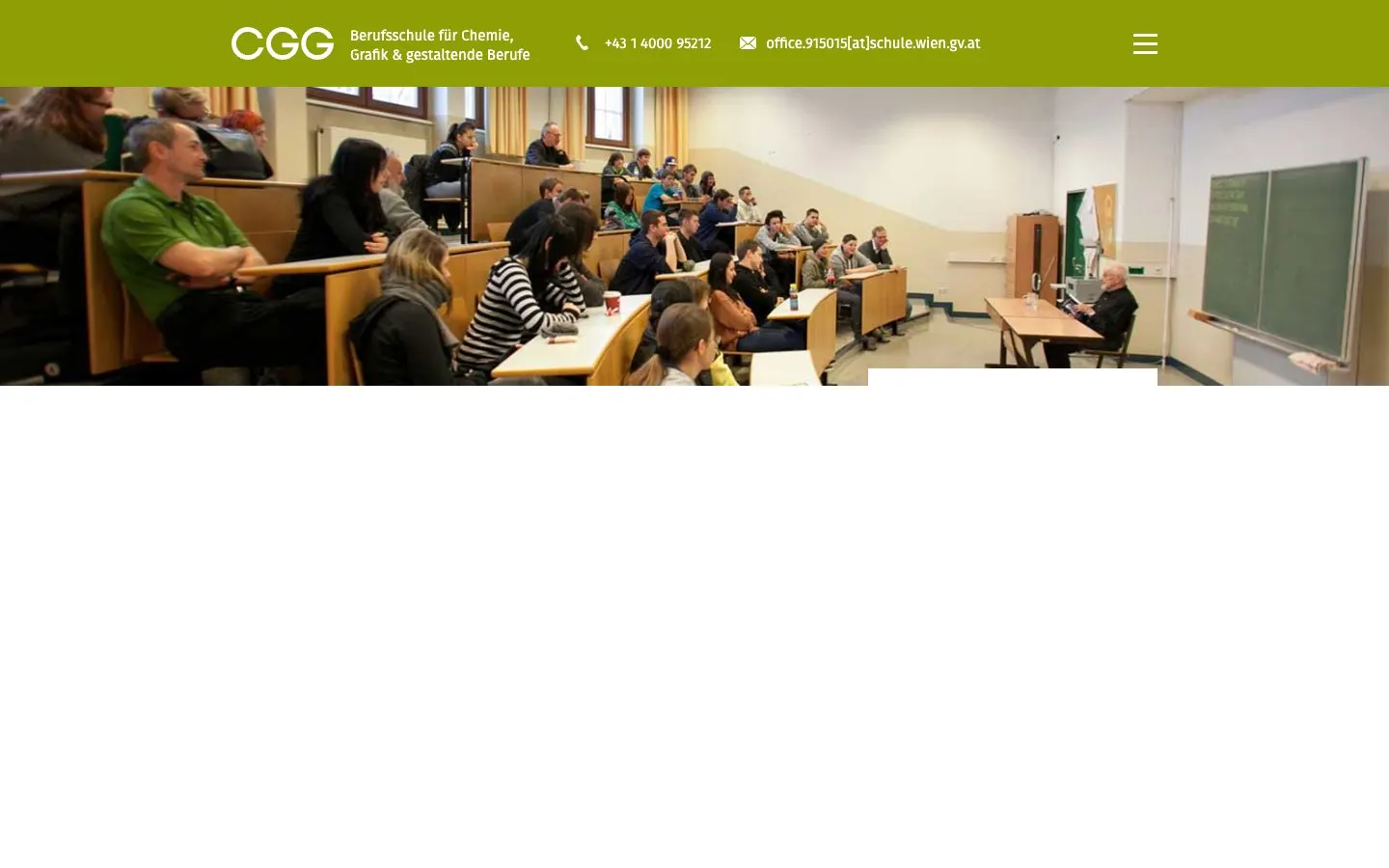El sitio web de CGG – Berufsschule für Chemie, Grafik und gestaltende Berufe