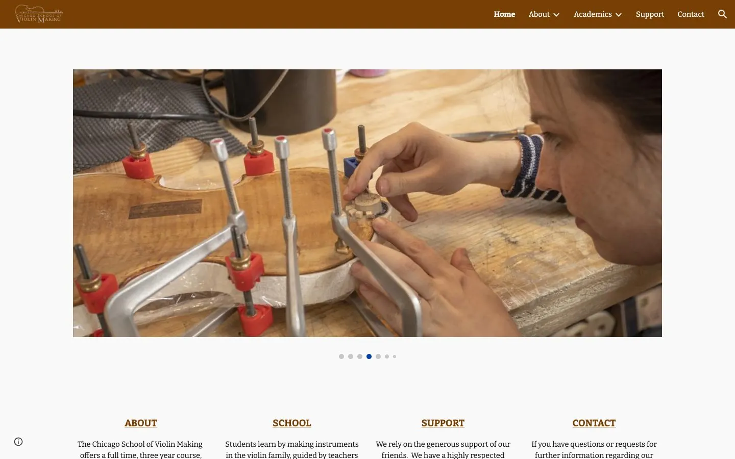الموقع الإلكتروني لـ Chicago School of Violin Making