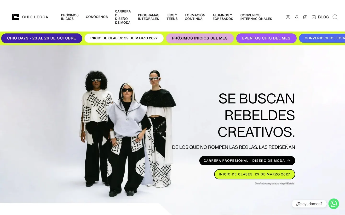 El sitio web de Chio Lecca Fashion School